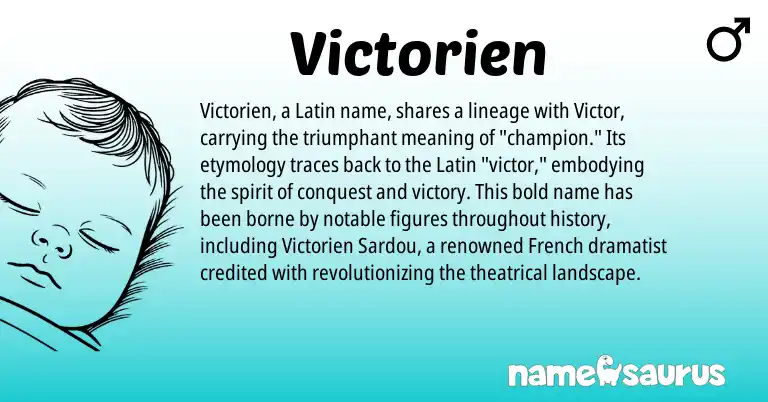 Infographic about Victorien name meaning, Victorien is a name from French, Latin origin(s).