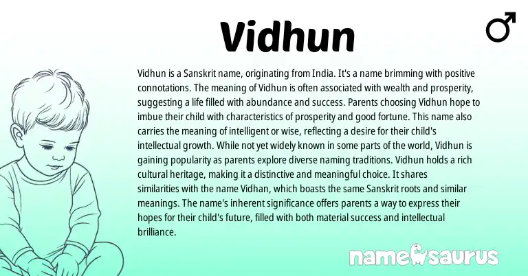 Infographic about Vidhun name meaning, Vidhun is a name from Hindu, Indian, Sanskrit origin(s).