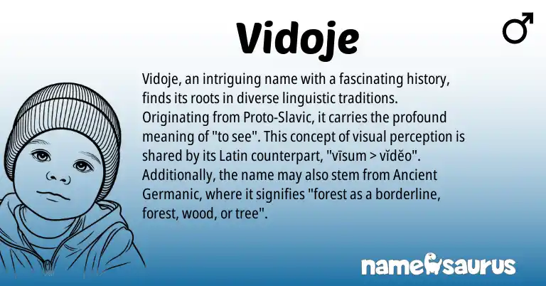 Infographic about Vidoje name meaning, Vidoje is a name from Slavic, Latin, Ancient Germanic origin(s).
