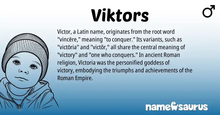 Infographic about Viktors name meaning, Viktors is a name from Roman, Latin origin(s).