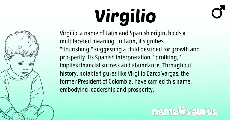 Infographic about Virgilio name meaning, Virgilio is a name from Spanish, Latin origin(s).