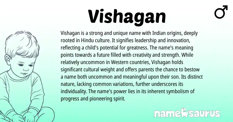 Infographic about Vishagan name meaning, Vishagan is a name from Unknown origin(s).