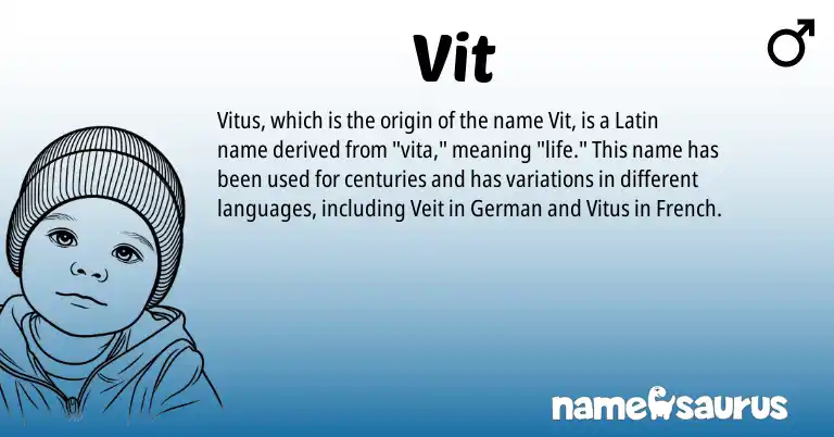 Infographic about Vit name meaning, Vit is a name from German, French, Latin origin(s).