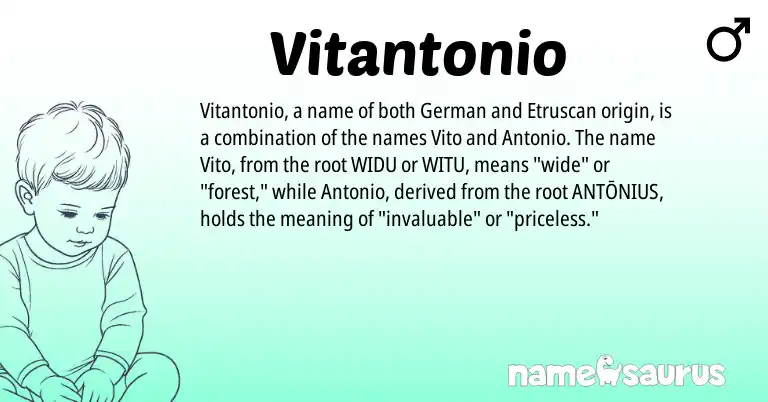 Infographic about Vitantonio name meaning, Vitantonio is a name from Etruscan, German origin(s).