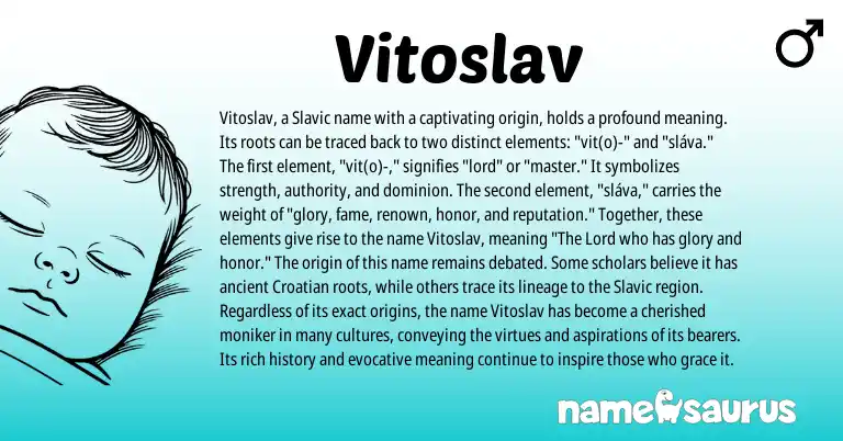Infographic about Vitoslav name meaning, Vitoslav is a name from Croatian, Slavic origin(s).