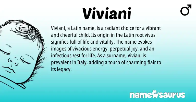 Infographic about Viviani name meaning, Viviani is a name from Latin origin(s).