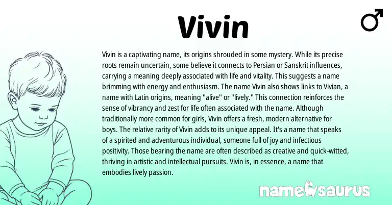 Infographic about Vivin name meaning, Vivin is a name from Persian, Sanskrit origin(s).