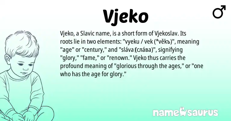 Infographic about Vjeko name meaning, Vjeko is a name from Slavic origin(s).