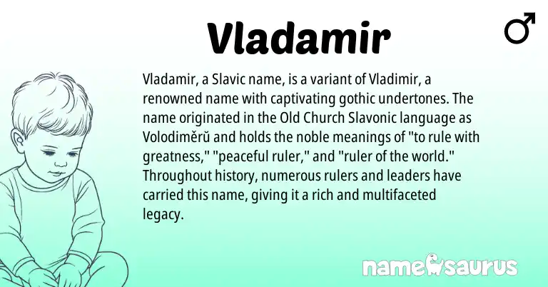 Infographic about Vladamir name meaning, Vladamir is a name from Slavic origin(s).