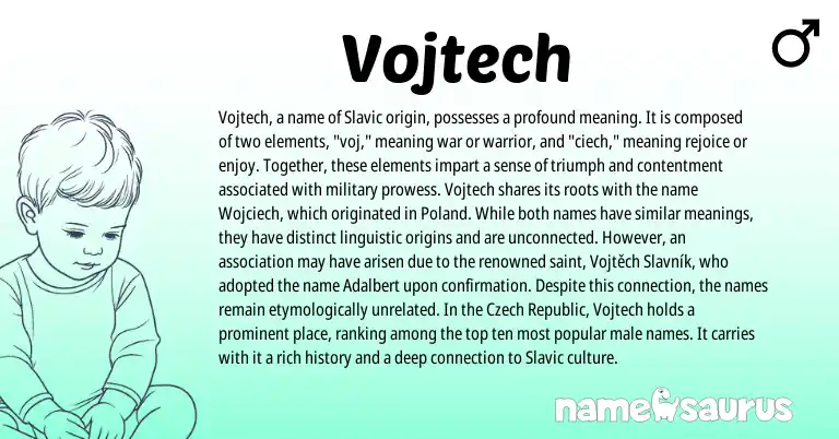 Infographic about Vojtech name meaning, Vojtech is a name from Slavic, Czech origin(s).