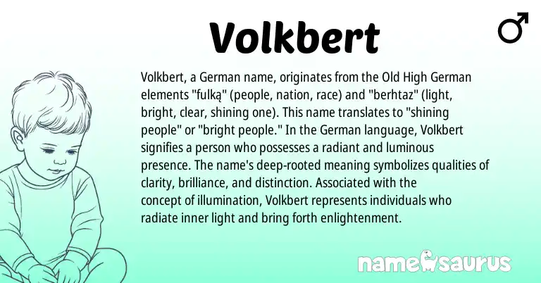 Infographic about Volkbert name meaning, Volkbert is a name from Old High German, German origin(s).