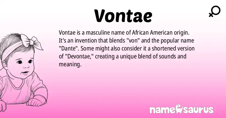 Infographic about Vontae name meaning, Vontae is a name from African American origin(s).
