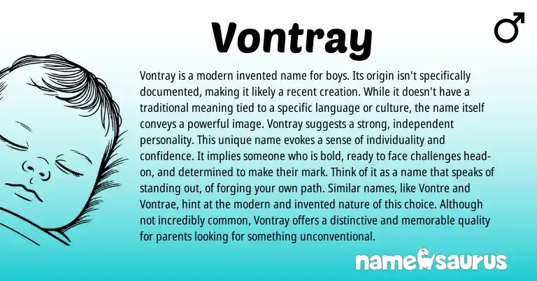 Infographic about Vontray name meaning, Vontray is a name from American origin(s).