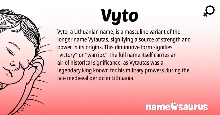 Infographic about Vyto name meaning, Vyto is a name from Lithuanian origin(s).