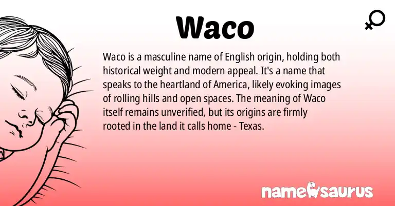 Infographic about Waco name meaning, Waco is a name from English origin(s).