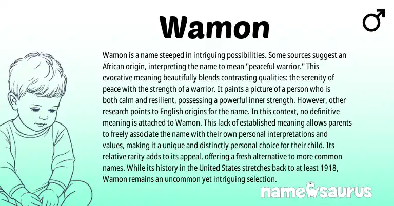 Infographic about Wamon name meaning, Wamon is a name from African origin(s).