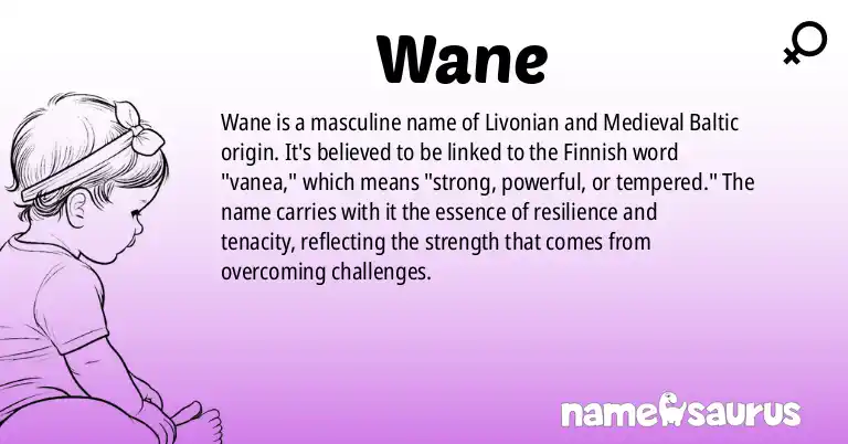 Infographic about Wane name meaning, Wane is a name from Livonian, Medieval Baltic origin(s).