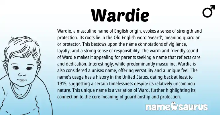 Infographic about Wardie name meaning, Wardie is a name from English origin(s).