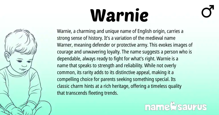 Infographic about Warnie name meaning, Warnie is a name from English origin(s).