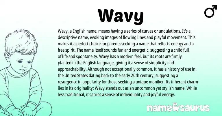 Infographic about Wavy name meaning, Wavy is a name from English origin(s).