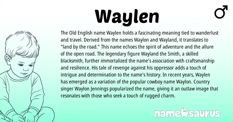 Infographic about Waylen name meaning, Waylen is a name from Old English origin(s).