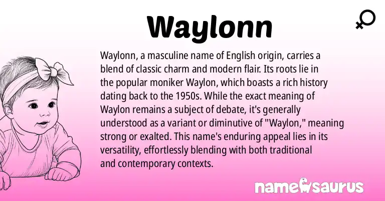 Infographic about Waylonn name meaning, Waylonn is a name from English origin(s).