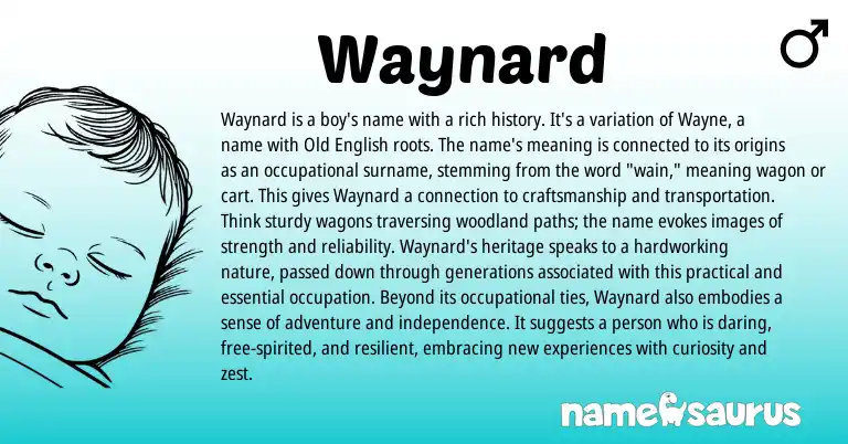 Infographic about Waynard name meaning, Waynard is a name from English origin(s).