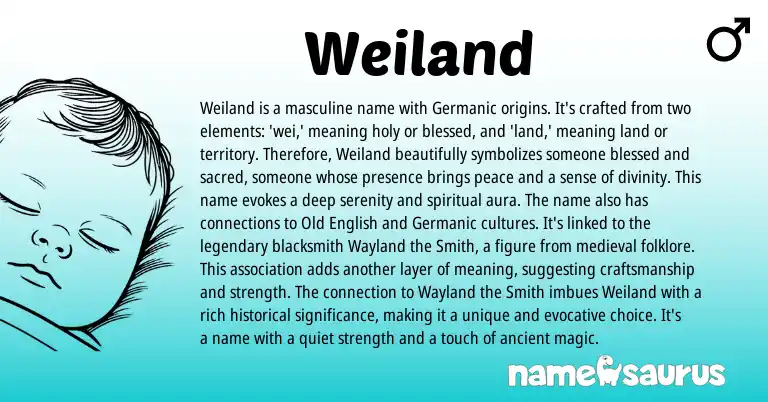 Infographic about Weiland name meaning, Weiland is a name from Germanic origin(s).