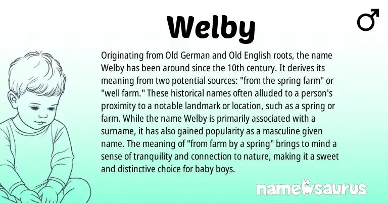 Infographic about Welby name meaning, Welby is a name from Old German, Old English origin(s).