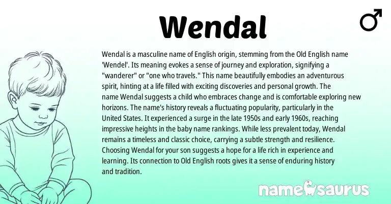 Infographic about Wendal name meaning, Wendal is a name from English origin(s).