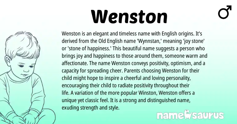 Infographic about Wenston name meaning, Wenston is a name from English origin(s).