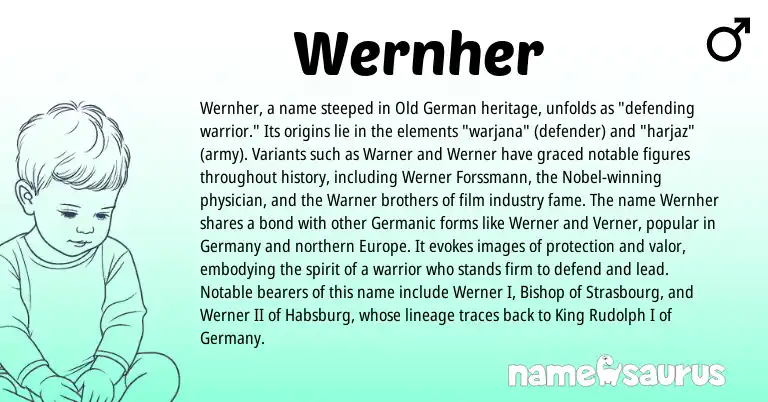 Infographic about Wernher name meaning, Wernher is a name from Old German, Germanic origin(s).