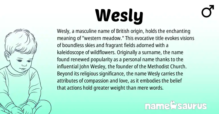 Infographic about Wesly name meaning, Wesly is a name from British origin(s).