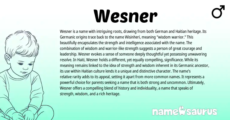 Infographic about Wesner name meaning, Wesner is a name from Germanic origin(s).