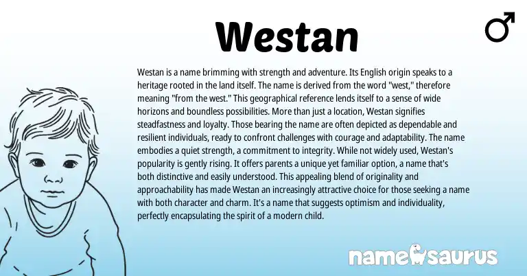 Infographic about Westan name meaning, Westan is a name from English origin(s).
