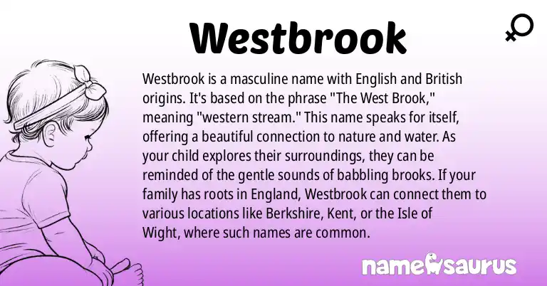 Infographic about Westbrook name meaning, Westbrook is a name from English, British origin(s).