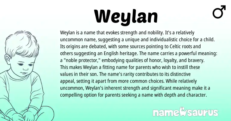 Infographic about Weylan name meaning, Weylan is a name from Celtic origin(s).