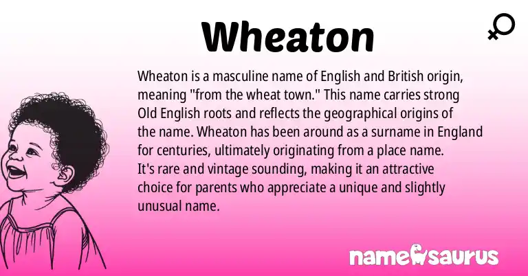 Infographic about Wheaton name meaning, Wheaton is a name from English, British origin(s).