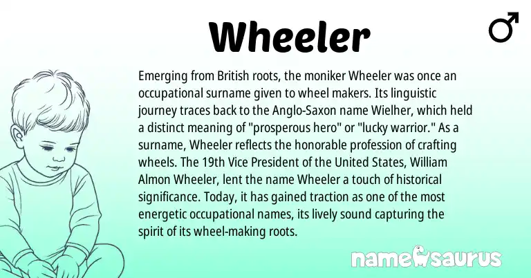 Infographic about Wheeler name meaning, Wheeler is a name from British, United States, Anglo-Saxon origin(s).