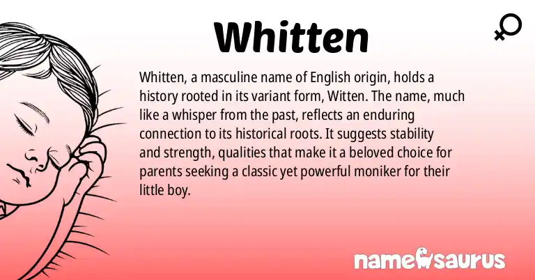 Infographic about Whitten name meaning, Whitten is a name from English origin(s).