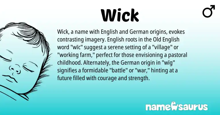 Infographic about Wick name meaning, Wick is a name from German, English, Old English origin(s).