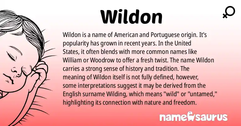 Infographic about Wildon name meaning, Wildon is a name from American, Portuguese (Brazilian), Spanish (Latin American) origin(s).