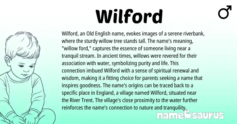 Infographic about Wilford name meaning, Wilford is a name from Old English, England origin(s).