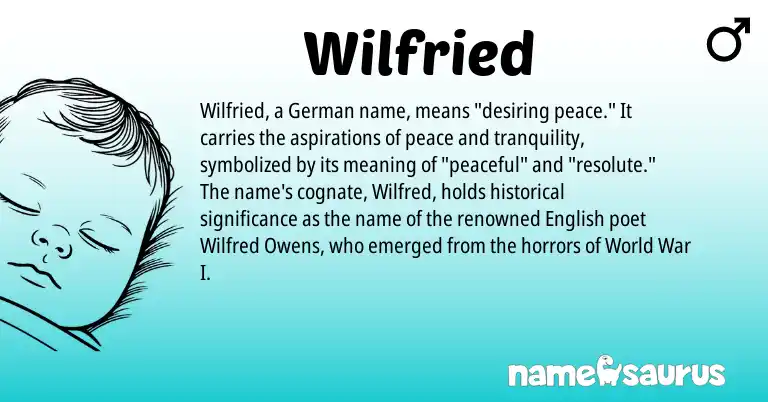 Infographic about Wilfried name meaning, Wilfried is a name from German, English origin(s).