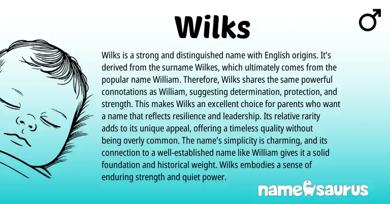 Infographic about Wilks name meaning, Wilks is a name from English origin(s).