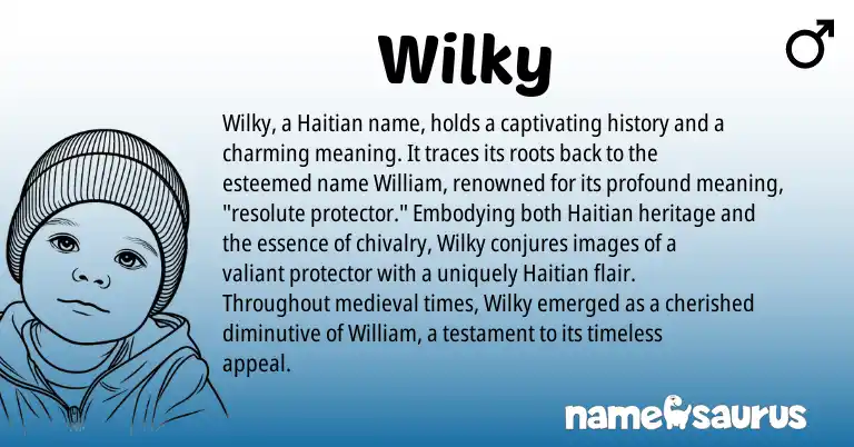 Infographic about Wilky name meaning, Wilky is a name from Haitian origin(s).