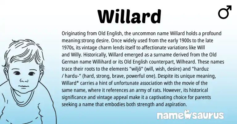 Infographic about Willard name meaning, Willard is a name from Old German, Old English origin(s).