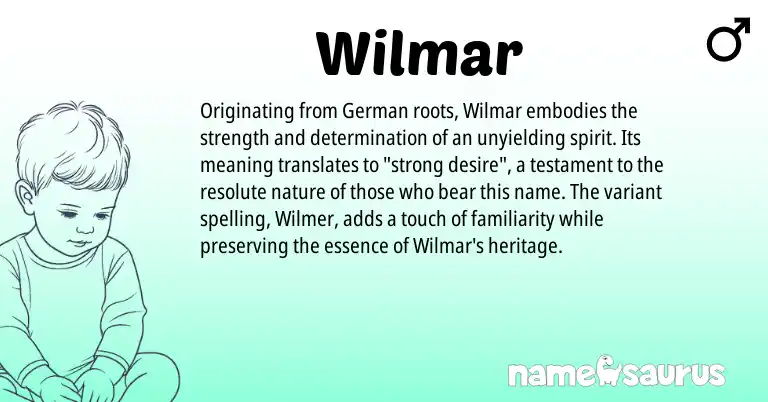 Infographic about Wilmar name meaning, Wilmar is a name from German origin(s).