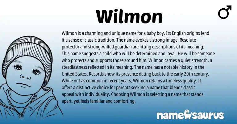 Infographic about Wilmon name meaning, Wilmon is a name from English origin(s).