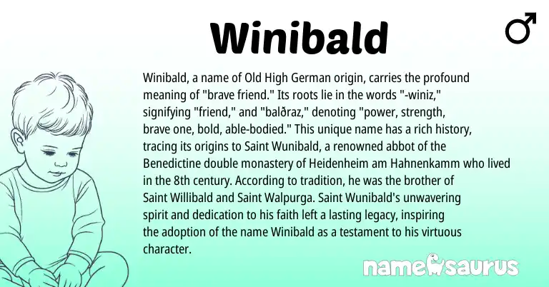 Infographic about Winibald name meaning, Winibald is a name from Old High German origin(s).